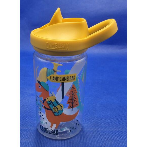 Camp CamelBak Kids BPA Free 14oz Water Bottle Dinosaurs Yellow Lid UNUSED - Picture 6 of 6